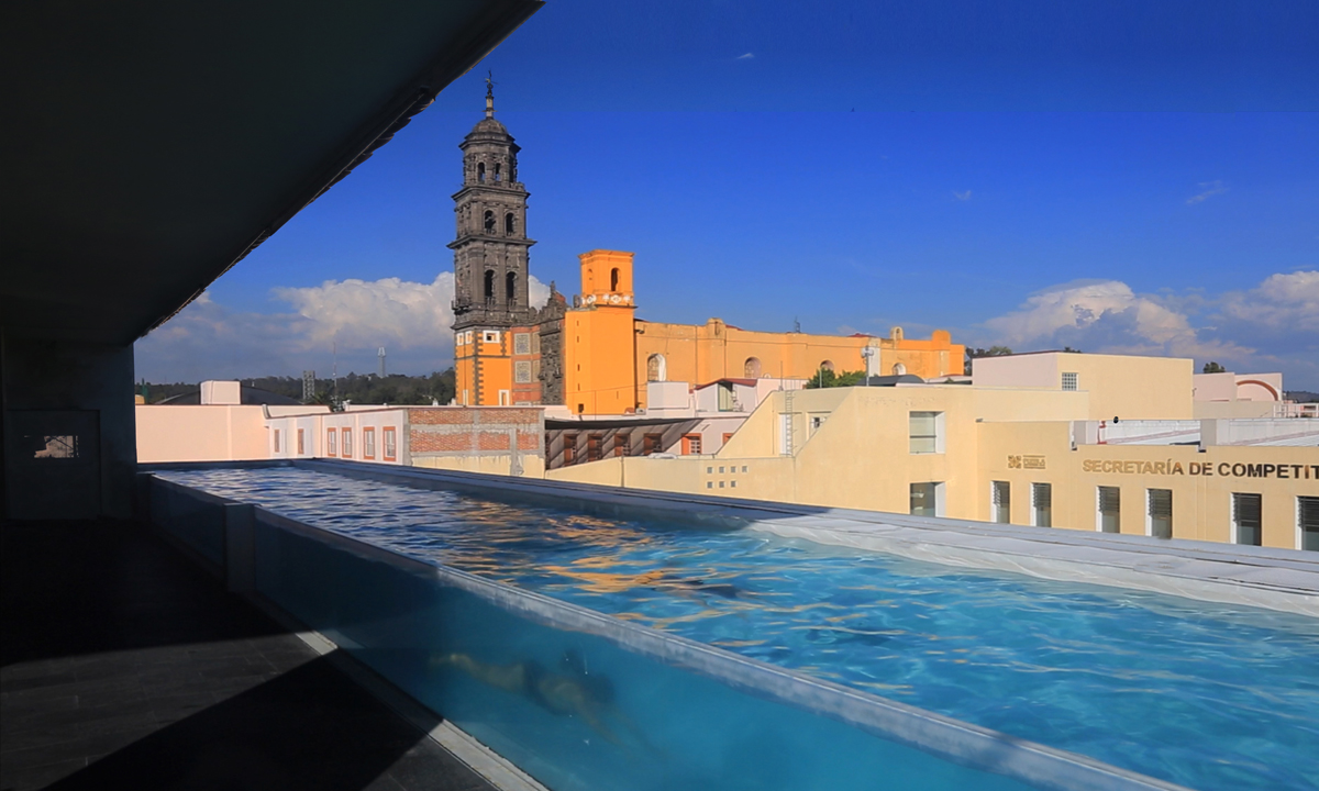 Terraza del hotel La Purificadora en Puebla